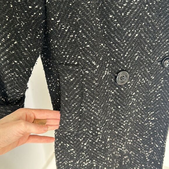 Vintage 50s Mod Academia Preppy Black Nubby Tweed Peacoat - Picture 4 of 7